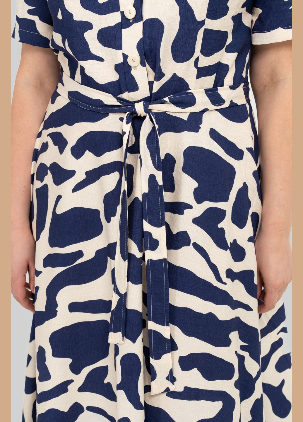 Синее повседневный платье полуприлегающего силуэта из льна бохо клешенная юбка вниз all posa (ap101993p) A'll Posa