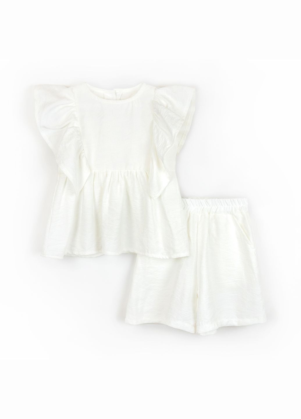 Білий літній костюм для дівчинки топ та шорти elegant білий dexter's