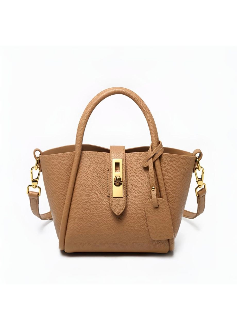 Жіноча сумка з плечовим ременем і двома ручками з внутрішніми кишенями світло-коричнева LR 2522 BNL No Brand (347018345)