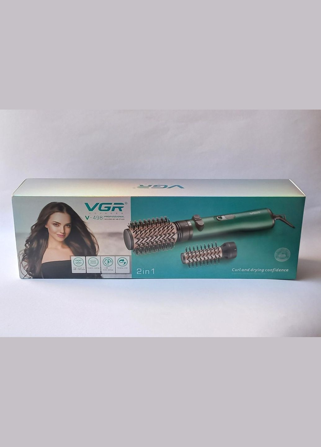 Фен щітка для волосся 2в1 V-498 Green 1200 Вт VGR (301941433)