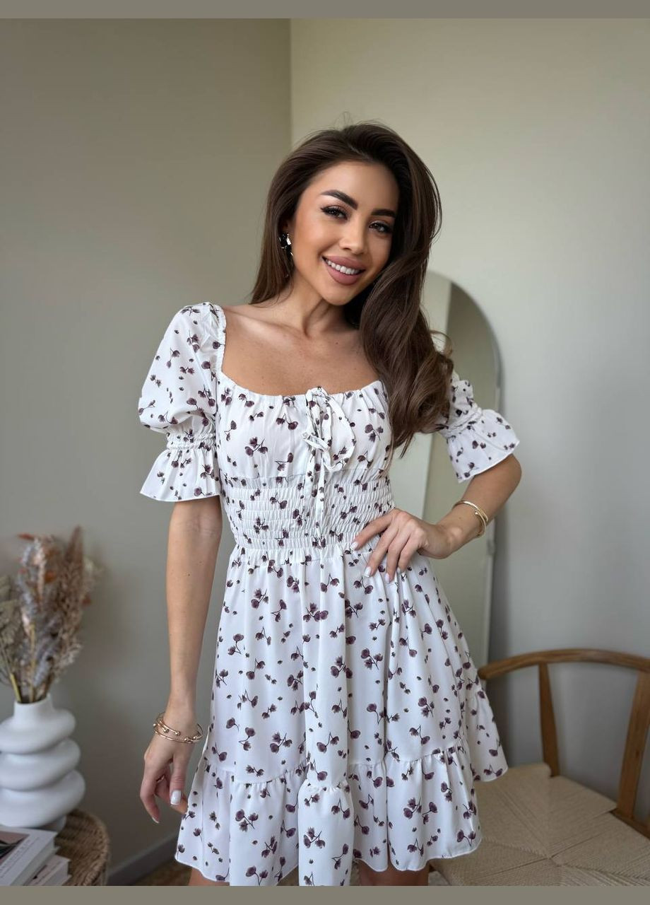 Белое повседневный, праздничный женское мини-платье в цветочном принте. Avanti с цветочным принтом