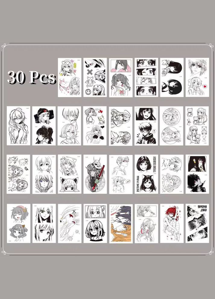 Временные татуировки наклейки водонепроницаемые аниме манга косплей 30 шт Shantou (327098625)