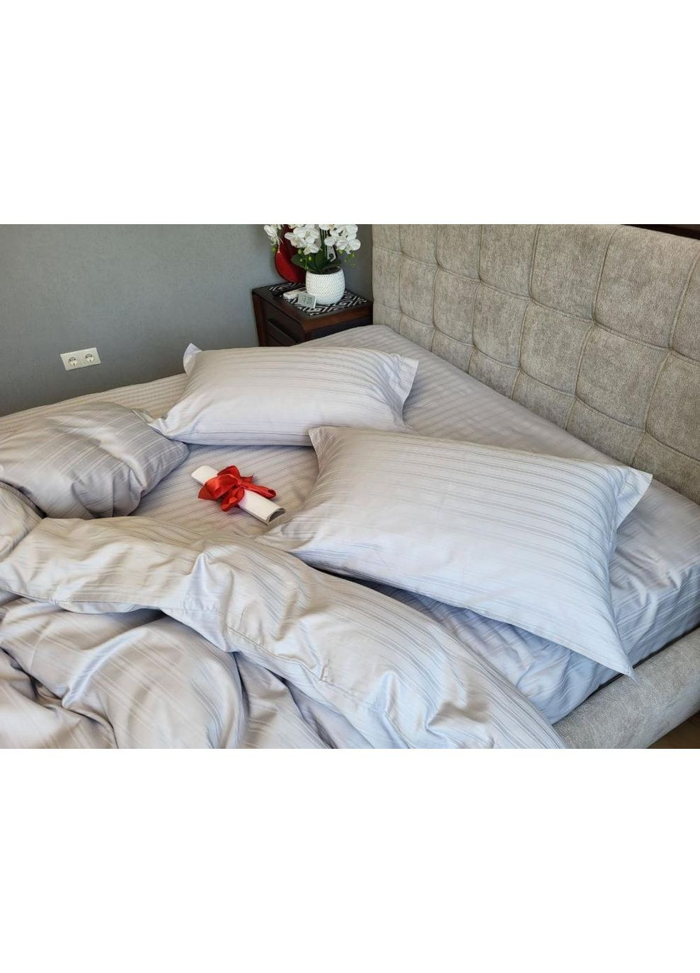 Постельное белье с резинкой Мульти страйп, PREMIUM Семейный размер, наволочки 70/70 No Brand (363191141)