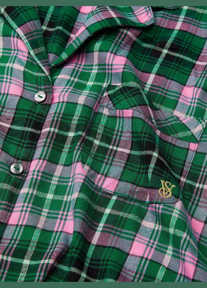 Зеленая всесезон женская пижама (штаны+рубашка) flannel l зеленая Victoria's Secret