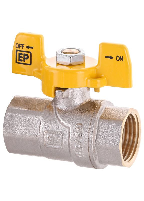 Кран кульовий EP.121 - 1/2" FF ГГМ YELLOW, ручка "метелик" жовта (EP2930) EUROPRODUCT (321205342)