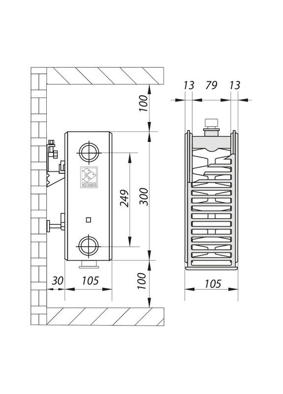 Стальной радиатор 22х300х2000.B (нижнее подключение) (RAD111) KOER (322074692)