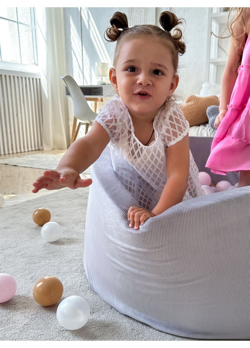 Сухий басейн з 150 кульками Плюш Вельвет сірий 100х40 см JoyfulKids сухий басейн з кульками (370665082)