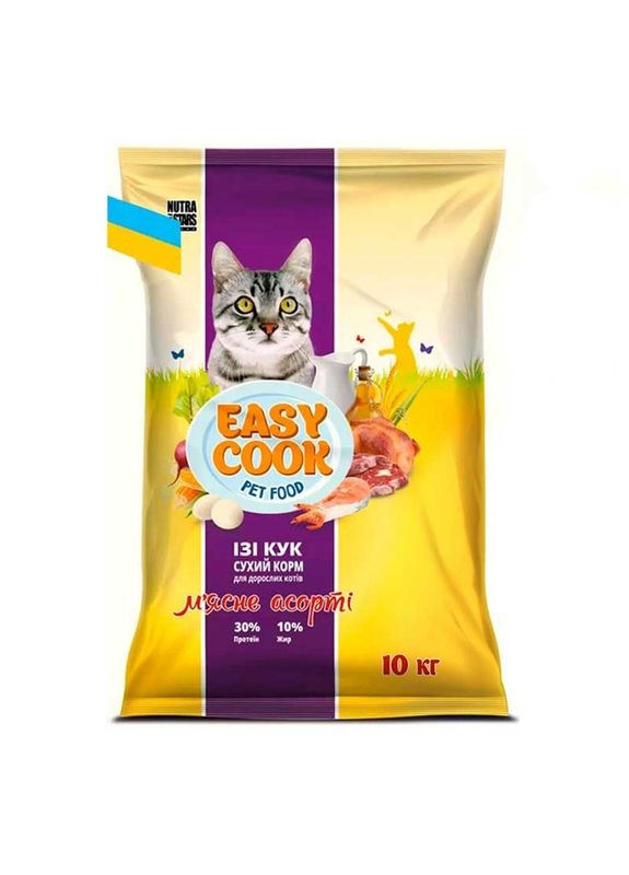 Сухой корм мясной ассорти для кошек Easy Cook 10 кг (4820139950597) Nutra Five Stars (327054694)