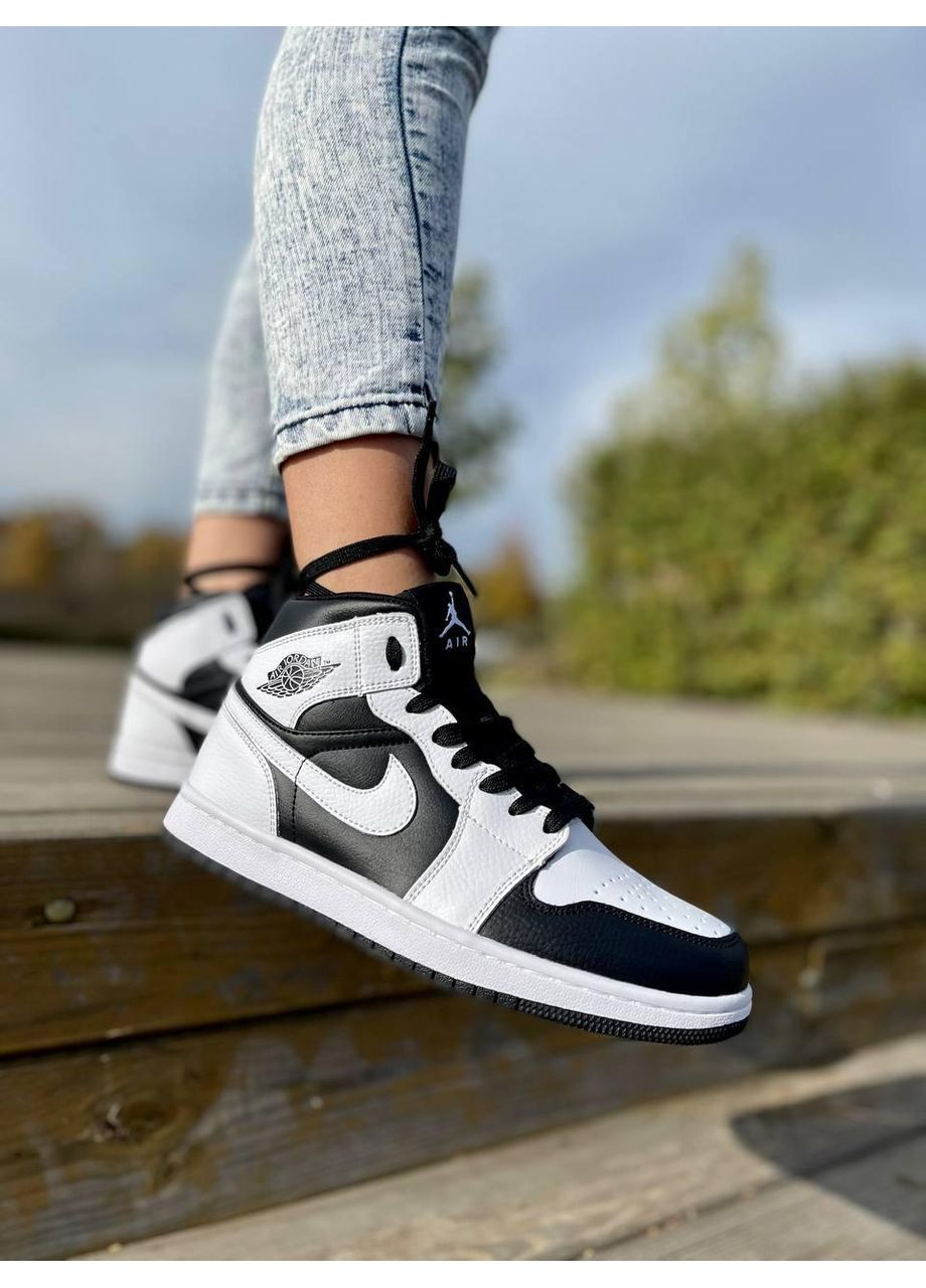 КРОСІВКИ ЖІНОЧІ NIKE AIR JORDAN 1 RETRO MID TUXEDO НАЙК АІР ДЖОРДАН No Brand білі демісезони (368870143)