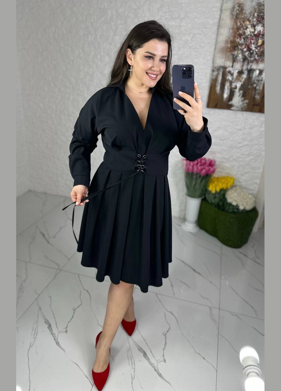 Чорна жіноча сукня з корсетом колір чорний р.54/56 452892 New Trend