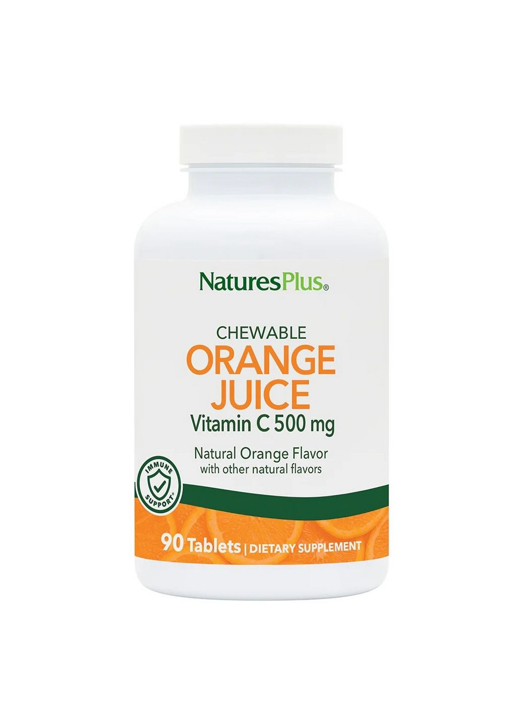Вітаміни та мінерали Orange Juice Vitamin C 500 mg, 90 жувальних таблеток Natures Plus (294927540)