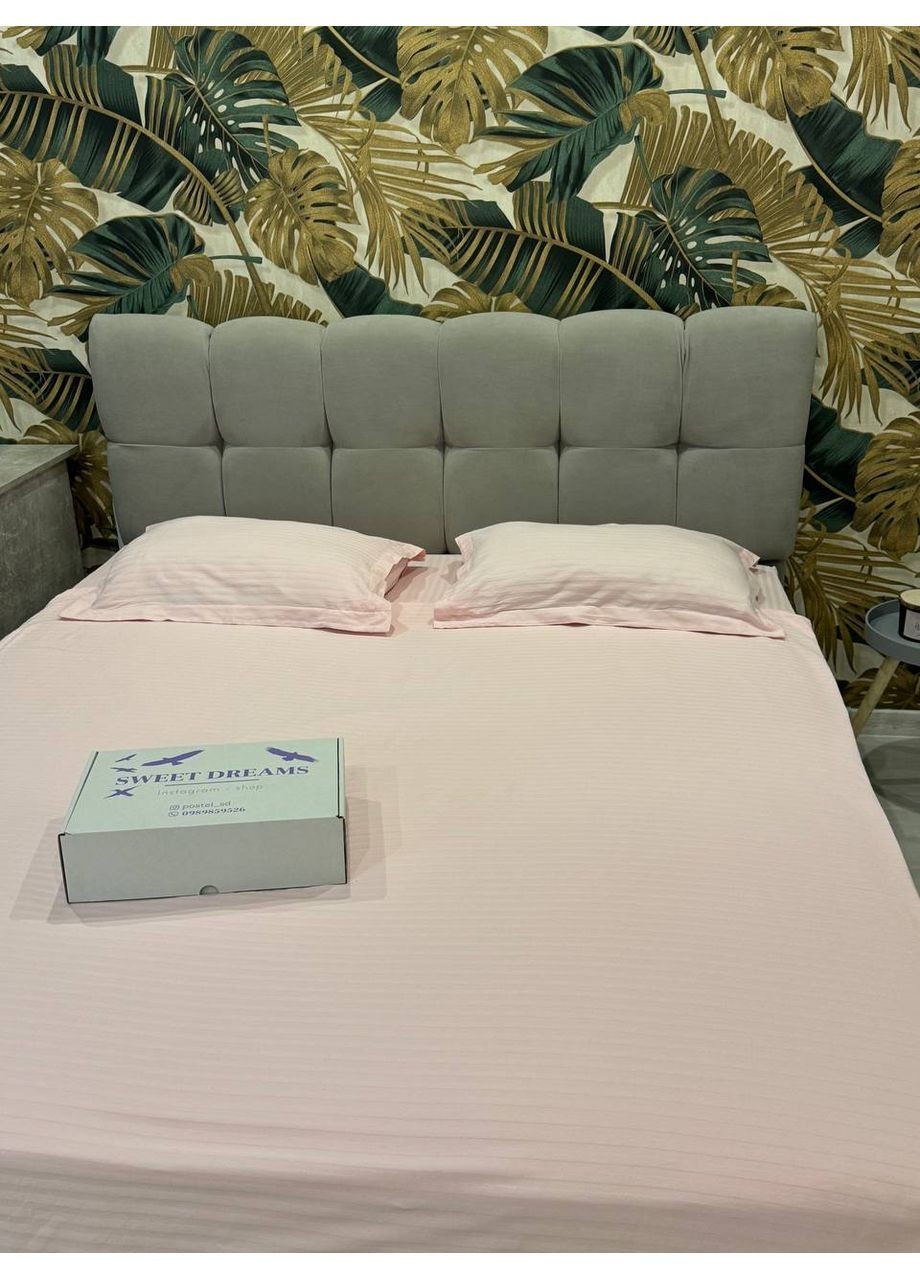 Комплект постельного белья двуспальный No Brand сірий страйп (370864746)