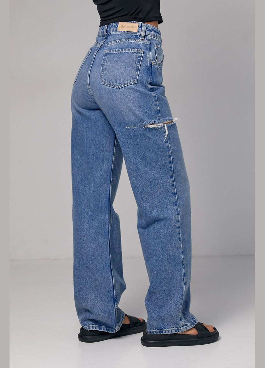 Жіночі джинси з декоративними розрізами на стегнах. Lurex - (292445258)
