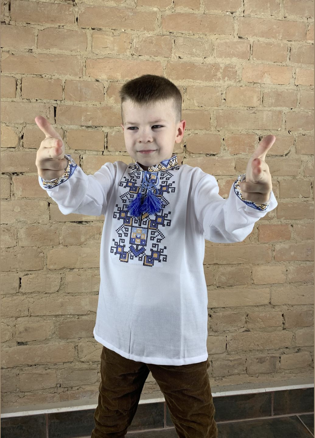 Белая детская вышиванка для мальчика дерево жизни НоКо хлопок (305695300)