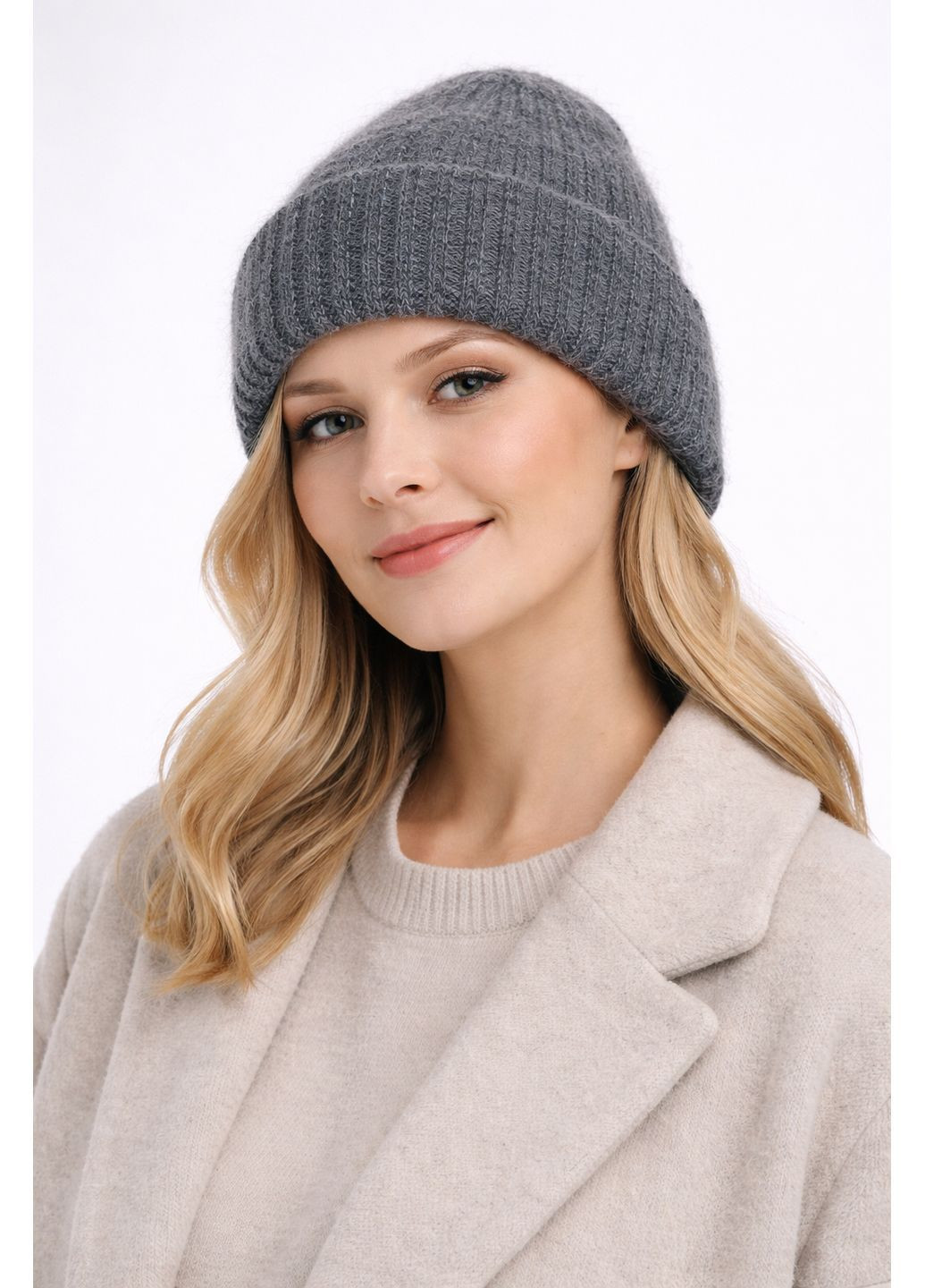 Женская теплая вязаная шапка из ангоры No Brand (372924879)