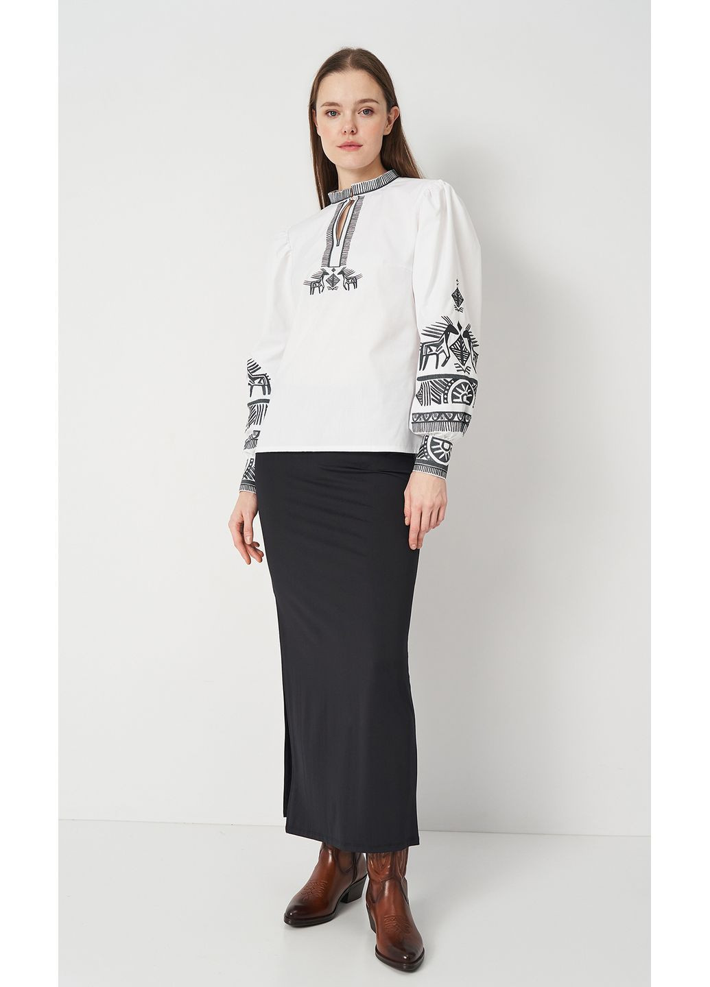 Біла блуза жіноча з вишивкою vishivano4ka 545-1 візерунок орнамент бавовна (371886606)