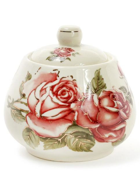 Цукорниця порцелянова Cream Rose 300мл для цукру та кондитерських виробів з кришкою Bona (368991106)