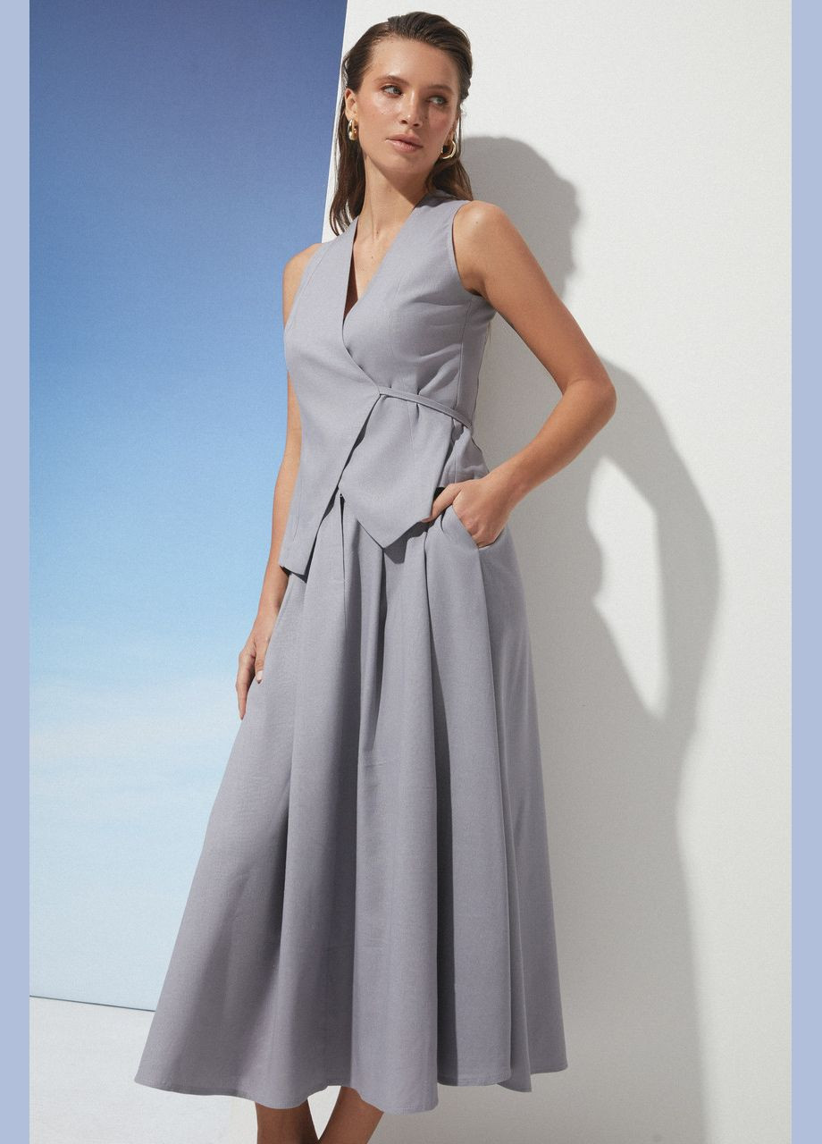 Серая юбка трапеции миди Seventeen