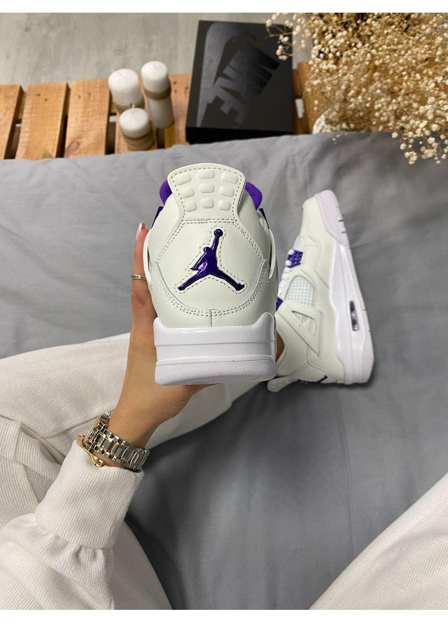 КРОСІВКИ ЖІНОЧІ NIKE AIR JORDAN 4 RETRO METALLIC PURPLE НАЙК АІР ДЖОРДАН No Brand білі демісезони (367168621)