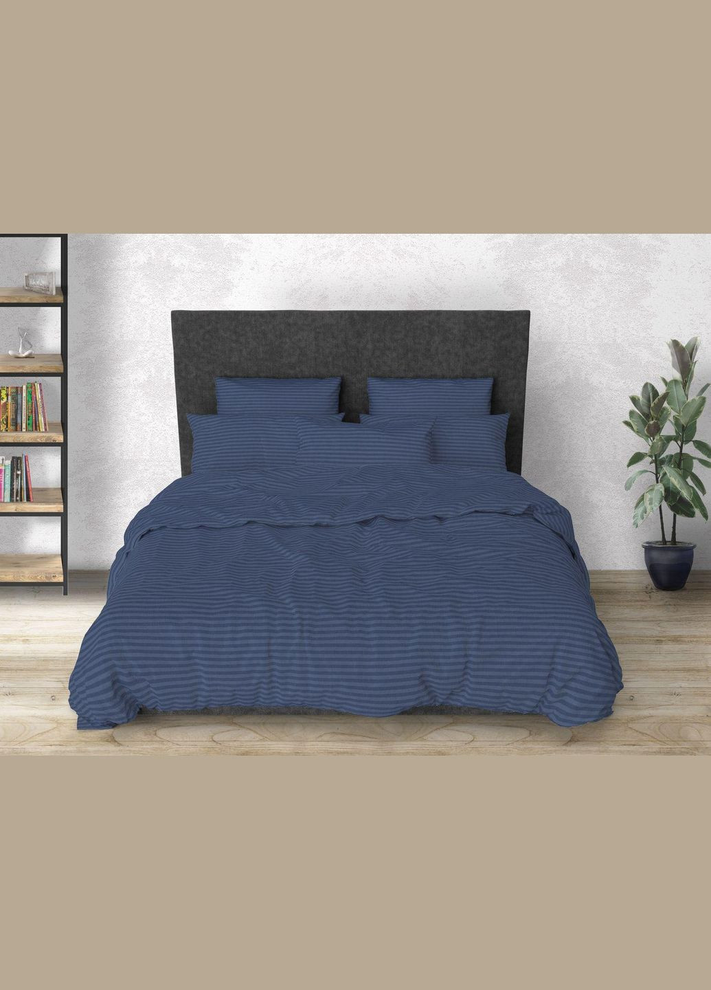 Постільна білизна бавовняна Смужка Євро Простирадло на гумці 160x200х20 Бязь Сіра 50 х 70 No Brand (332945855)