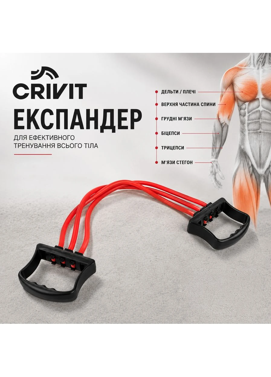 Эспандер KT-13432 с регулируемой нагрузкой 3 эластичных жгута Red-Black (3_08351) Crivit (396711404)