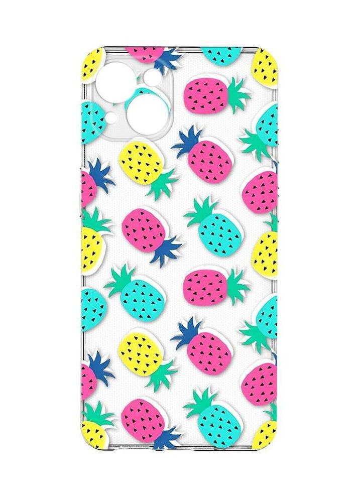 Прозорий чохол із захистом камер на iPhone 15 Plus:: Різнокольорові ананаси (принт 346) Creative (360687178)