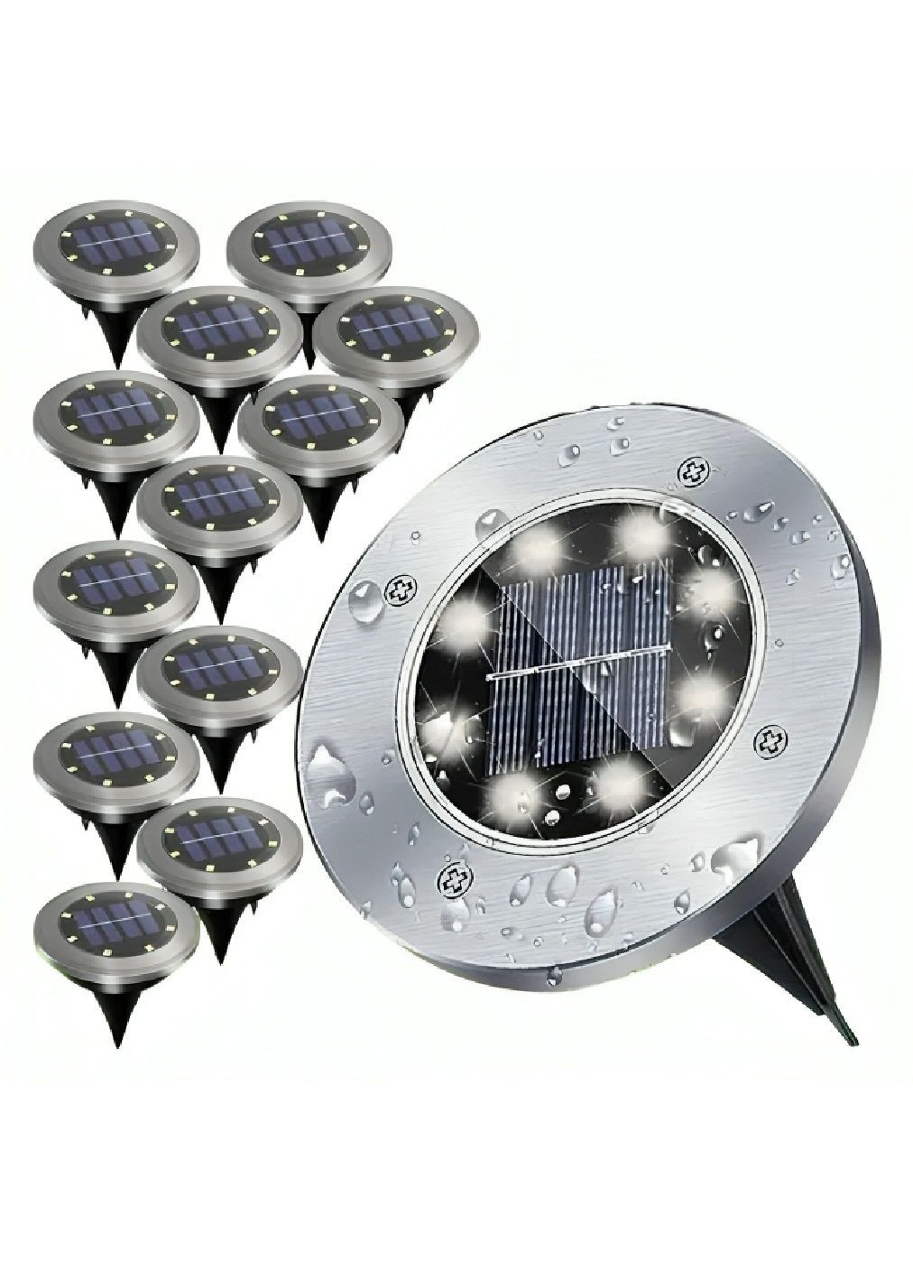 Набор комплект уличных садовых водонепроницаемых светильников на солнечной батарее с сумеречным датчиком 12 штук (479762-Prob) Unbranded (323442056)