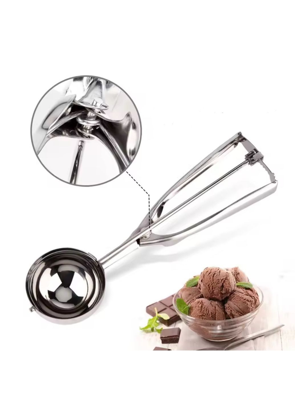 Ложка для морозива механічна ложка для морозива з виштовхувачем зі сталі діаметр 5 см China (366666352)