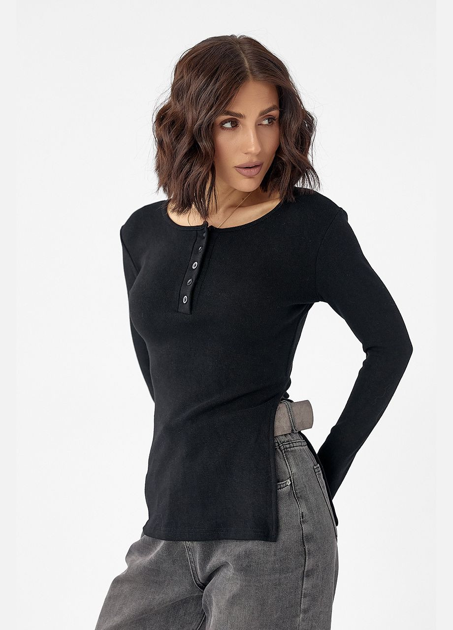 Трикотажная кофточка на пуговицах - черный Lurex (330988602)