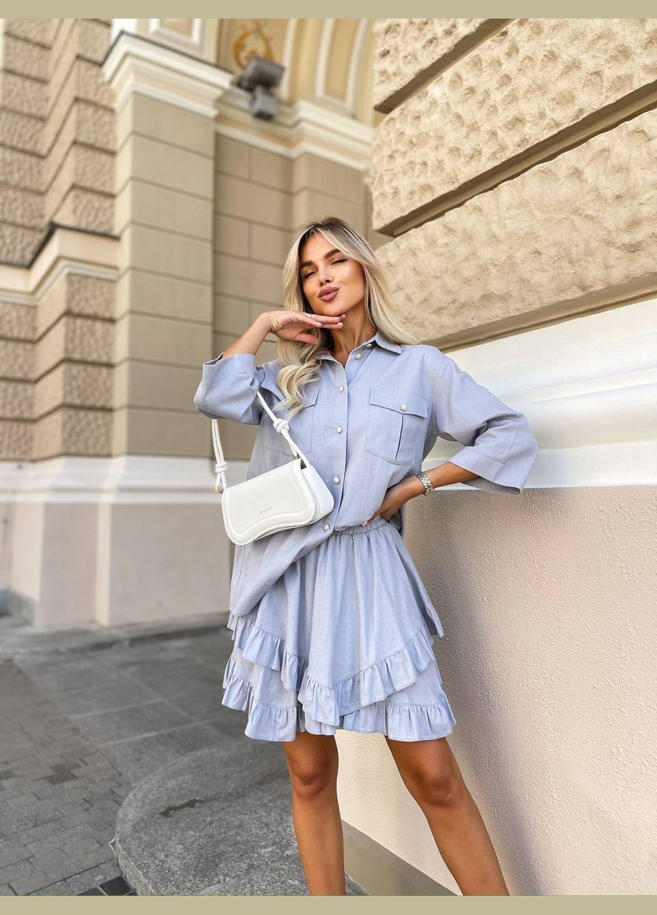 Льняний костюм з сорочкою та спідничкою Vakko (298127099)