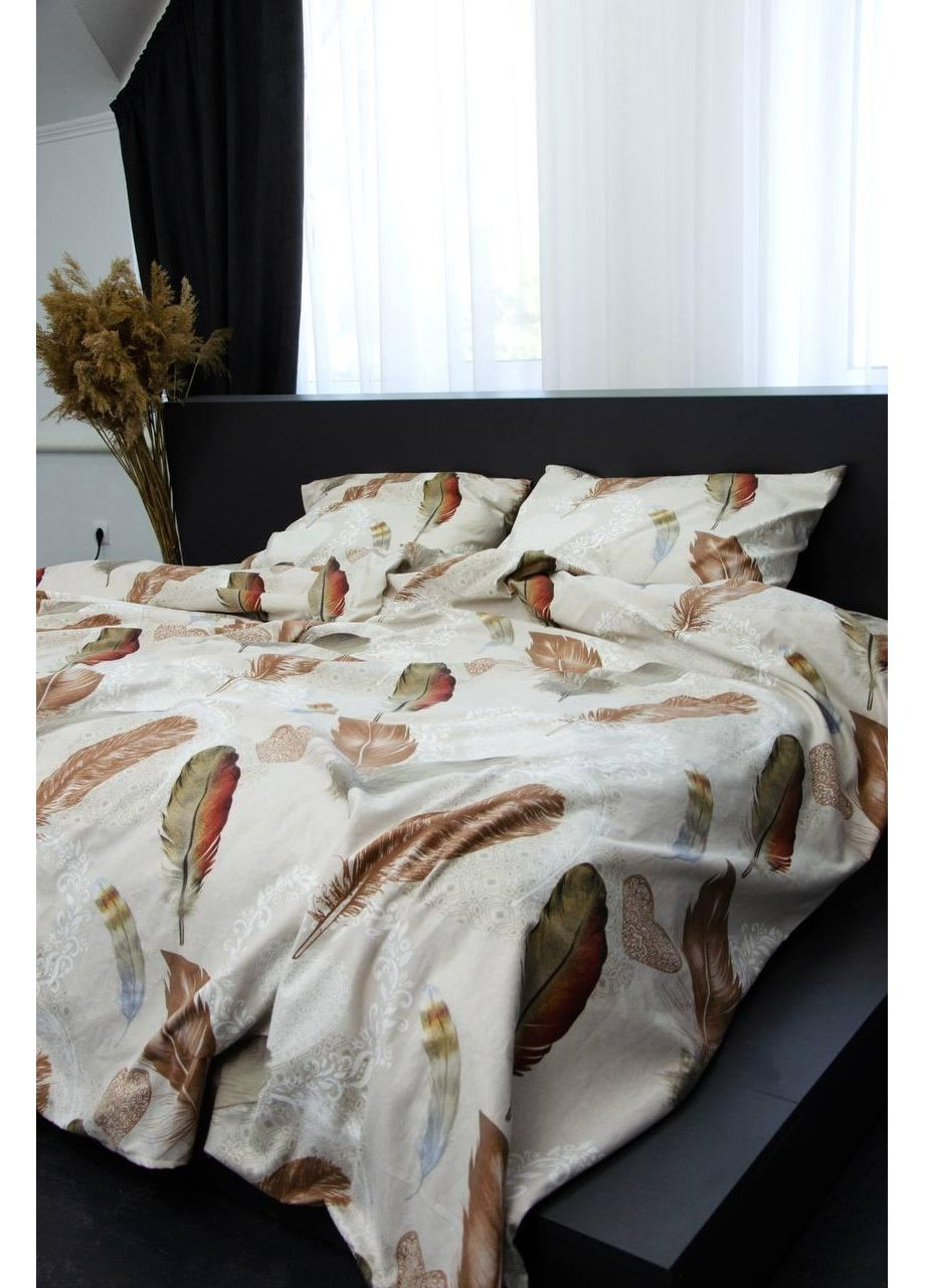 Постельное белье Двуспальное Пакистанская байка 180 x 220 см 4711 Бежевая 70 х 70 см No Brand (362414611)