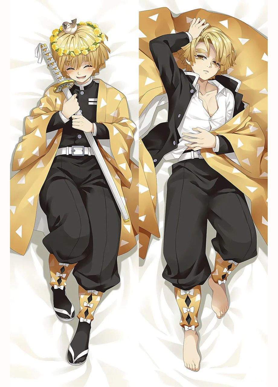 Подушка дакімакура двостороння Zenitsu Agatsuma - Kimetsu no Yaiba 100см No Brand (327842548)