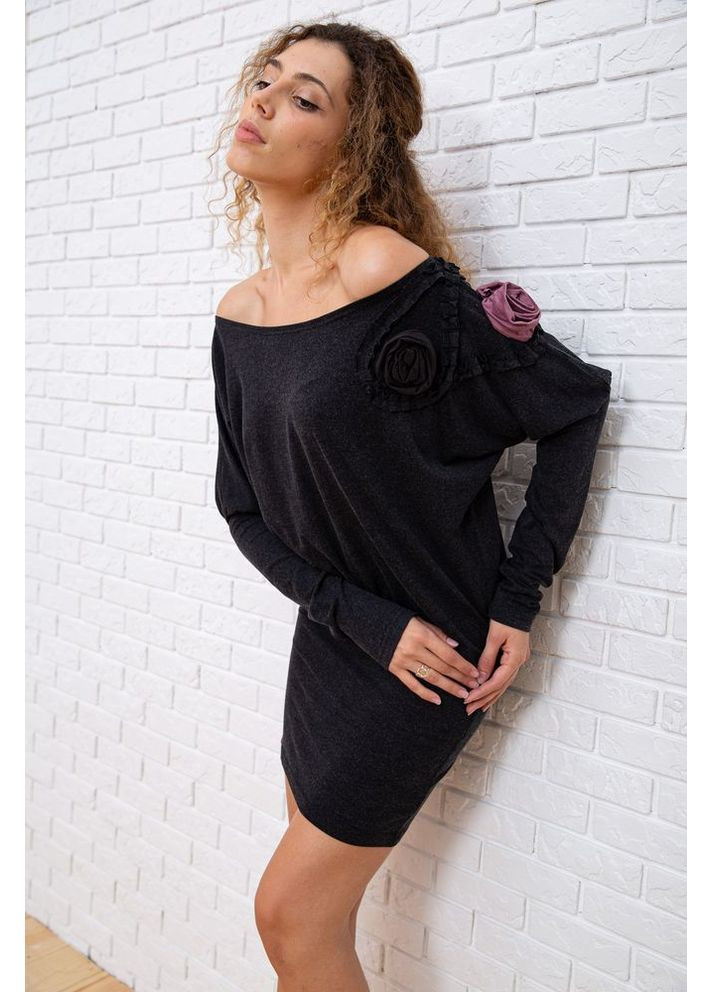 Темно-сіра вовняна приталена сукня, темно-сірого кольору, 167r147-1 Ager