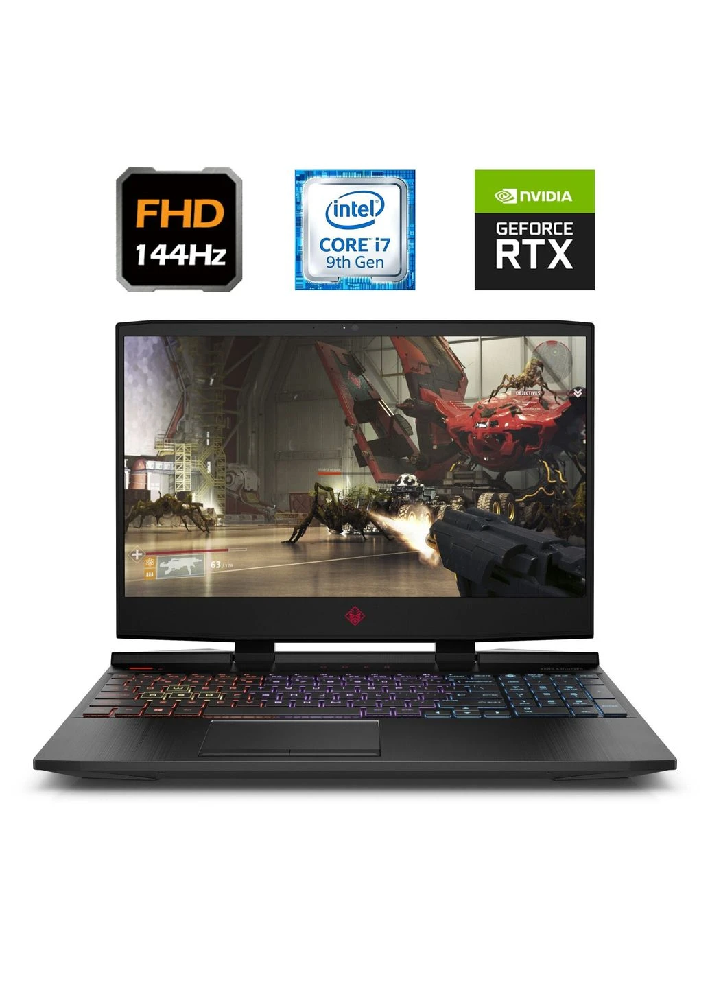 Ігровий ноутбук HP Omen 15-dc1018cs / 15.6" (1920x1080) IPS / Intel Core i7-9750H (6 (12) ядер по 2.6 - 4.5 GHz) / 16 GB DDR4 / Hewlett Packard (398130411)