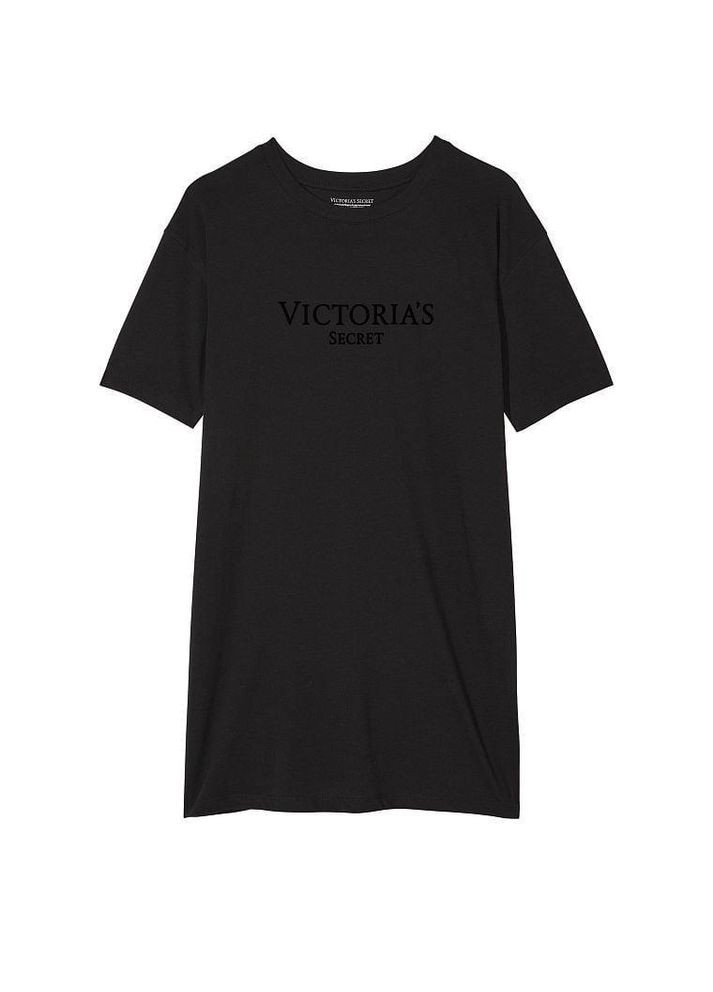Ночная рубашка Cotton Sleepshirt Logo XS/S черная Victoria's Secret (282964891)