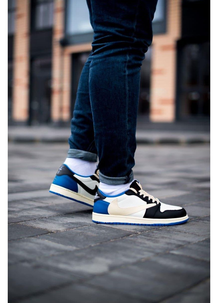 КРОССОВКИ ЖЕНСКИЕ NIKE AIR JORDAN 1 LOW TRAVIS SCOTT X FRAGMENT НАЙК АИР ДЖОРДАН No Brand белые демисезоны (369387843)