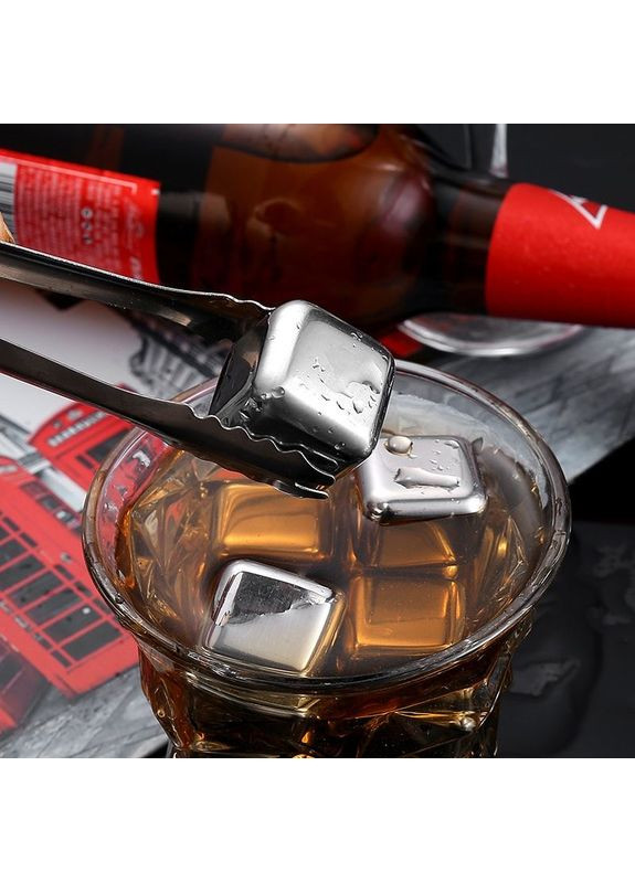 Набір з 12 каменів - металеві кубики льоду для охолодження напоїв + щипці No Brand (316580409)