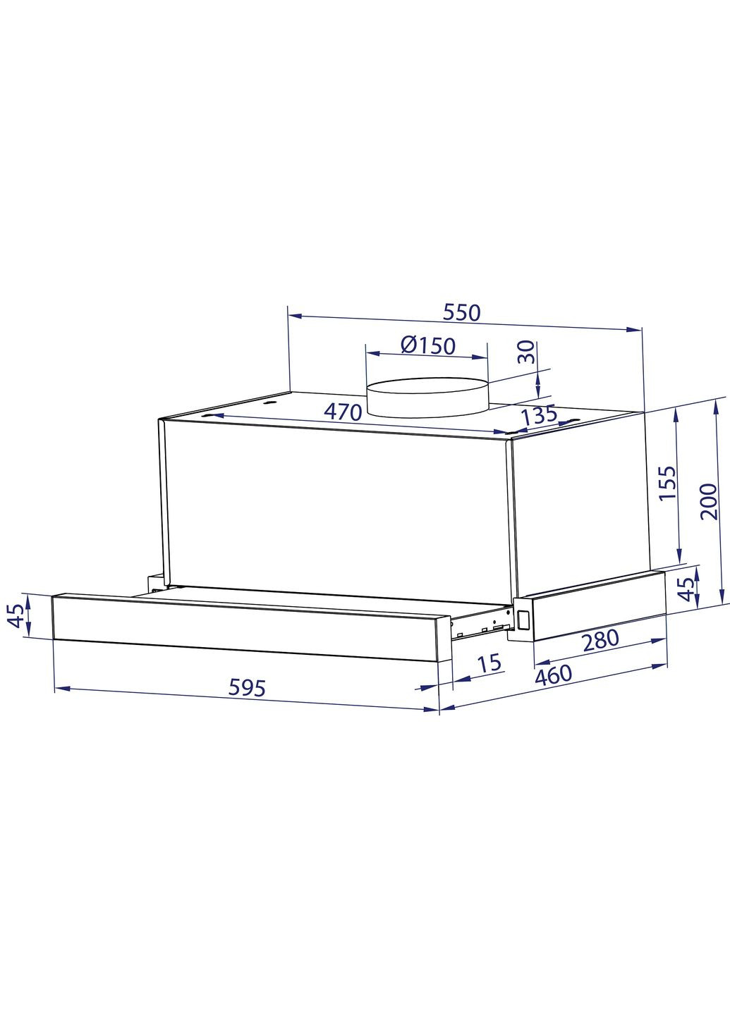 Витяжка HTL 6614 BL 1000 LED ( ) MINOLA (339081869)