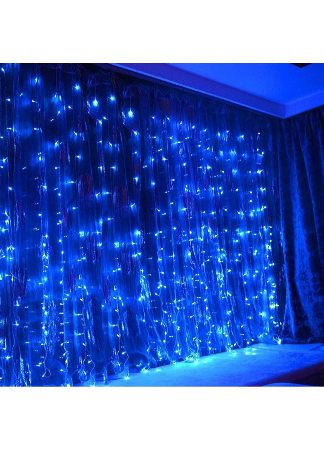 Гірлянда штора Водоспад 480 led 3.0х3.0м Синя No Brand (331639865)