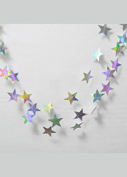 Гирлянда со звездочками 4 м на 10 см серебристо-перламутровый Jannet Гірлянда (317638616)