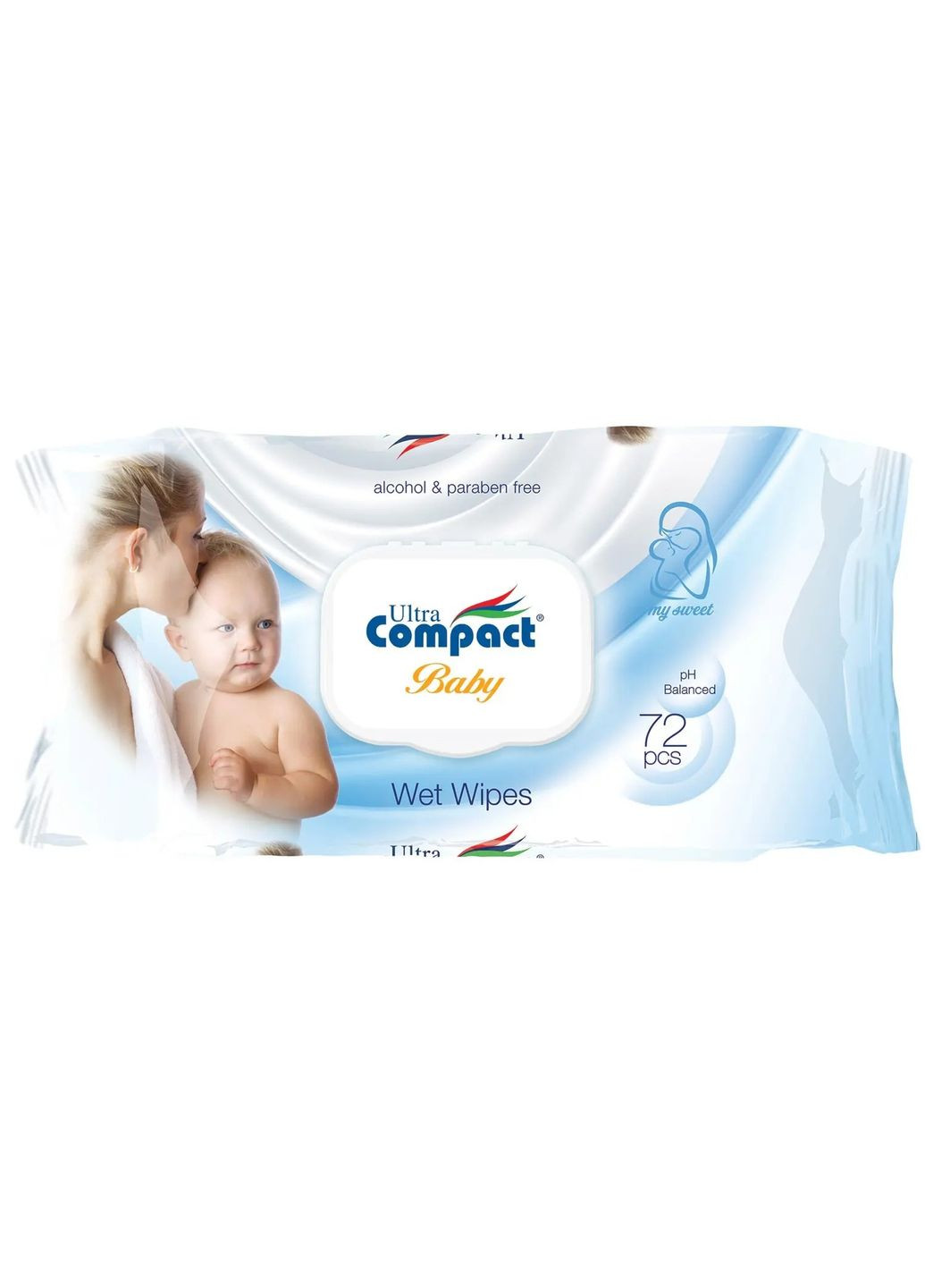 Влажные салфетки для детей Sensitive с клапаном, 72 шт. Ultra Compact WW-131 (328200148)
