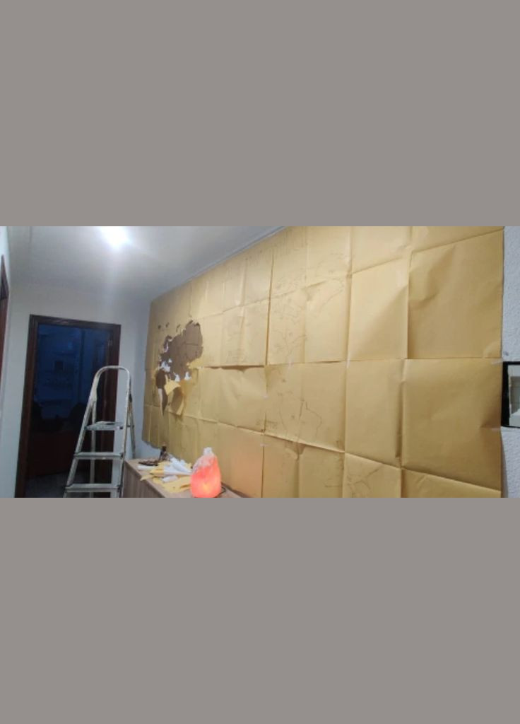 Пластиковая зеркальная наклейка на стену Серая Большая карта мира 1400 х 2800 см No Brand (302242287)