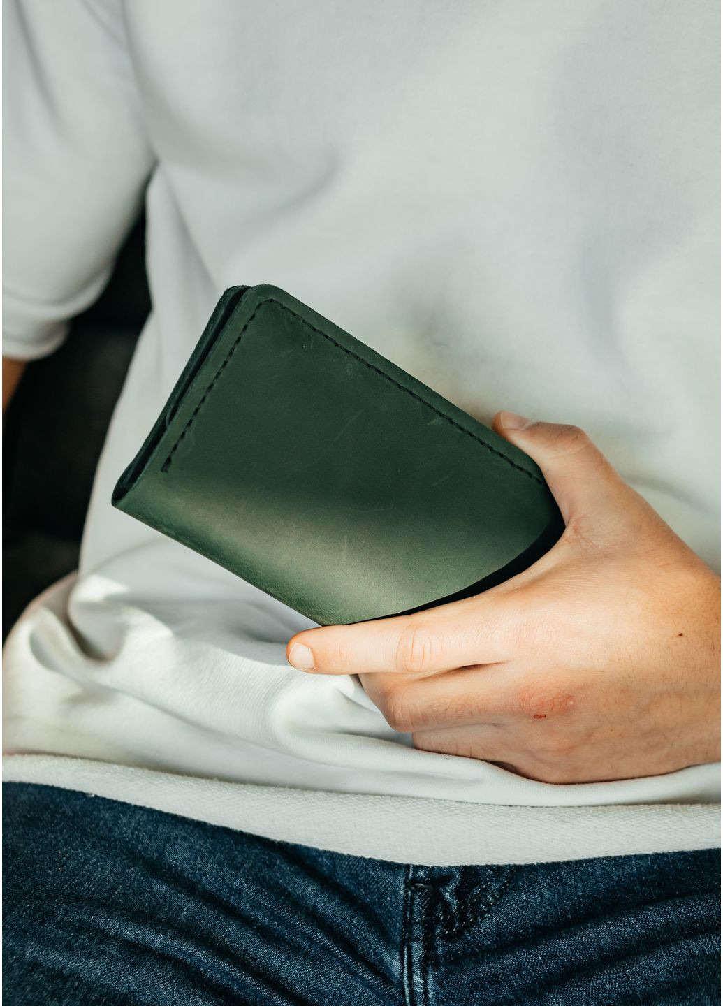 Мужское портмоне кожаное Longer зелёное No Brand (356130710)