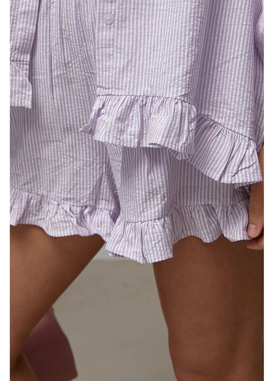 Полосатый костюм из свободной рубашки и шорт Lurex (397112116)