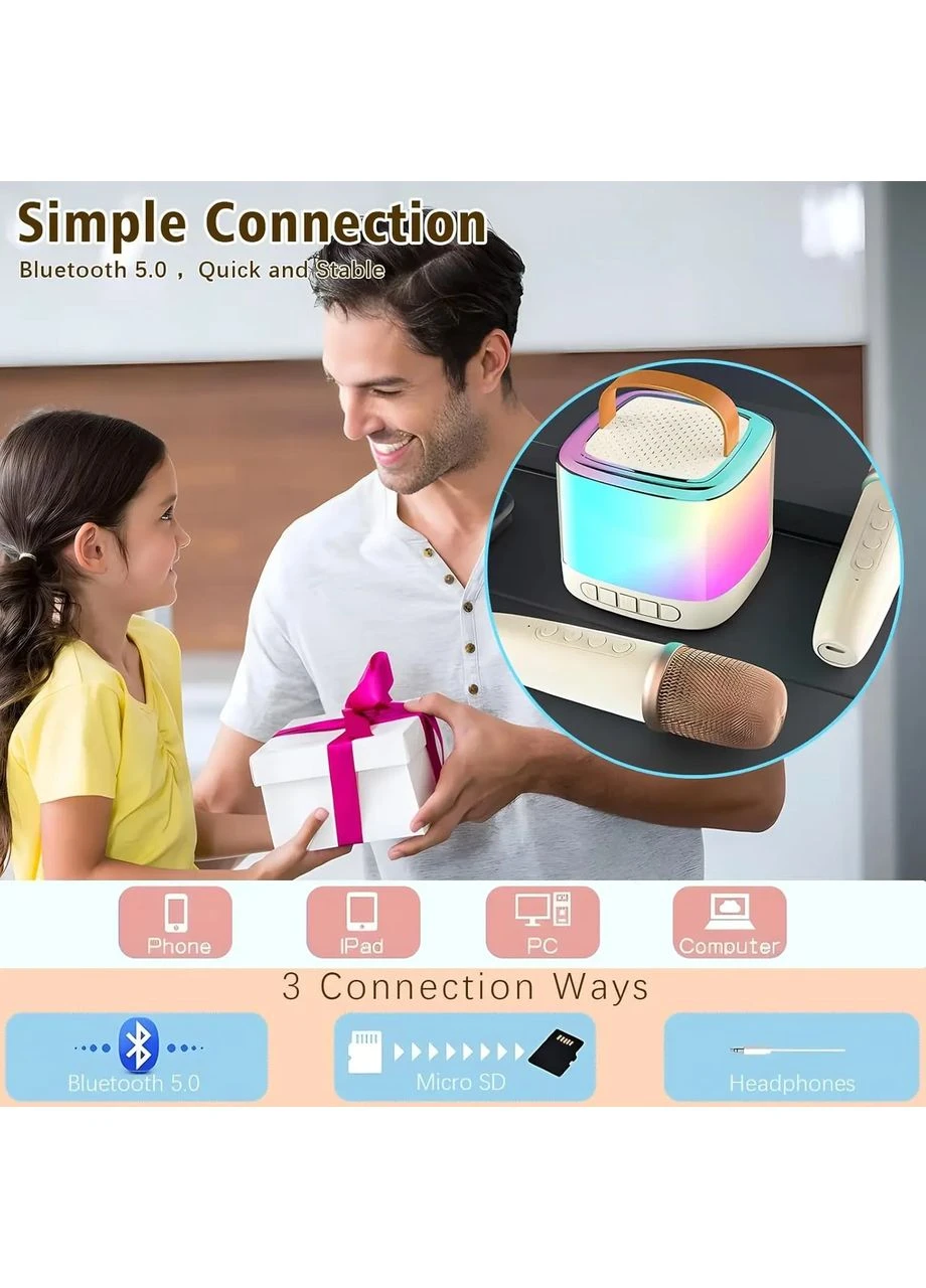 Портативная Bluetooth-колонка T7 со светодиодной подсветкой / Караоке-колонка для детей и взрослых 2 микрофона Foreo (387415096)