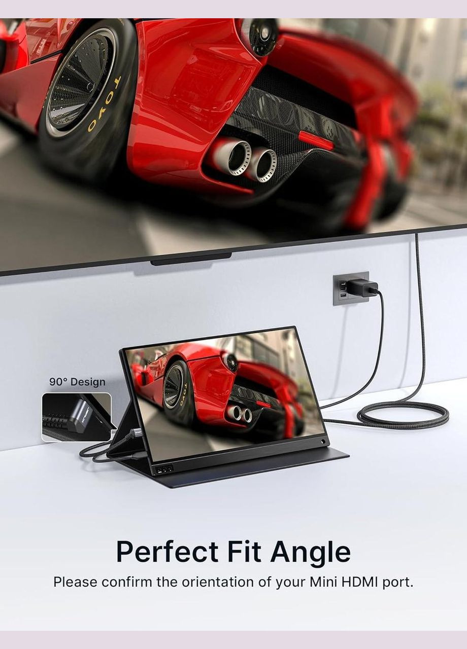 Кабель miniHDMI to HDMI 2.0 4K@60Hz 18Gbps Bi-Directional 90 Degree Down Angle 2м Jsaux (308849320)