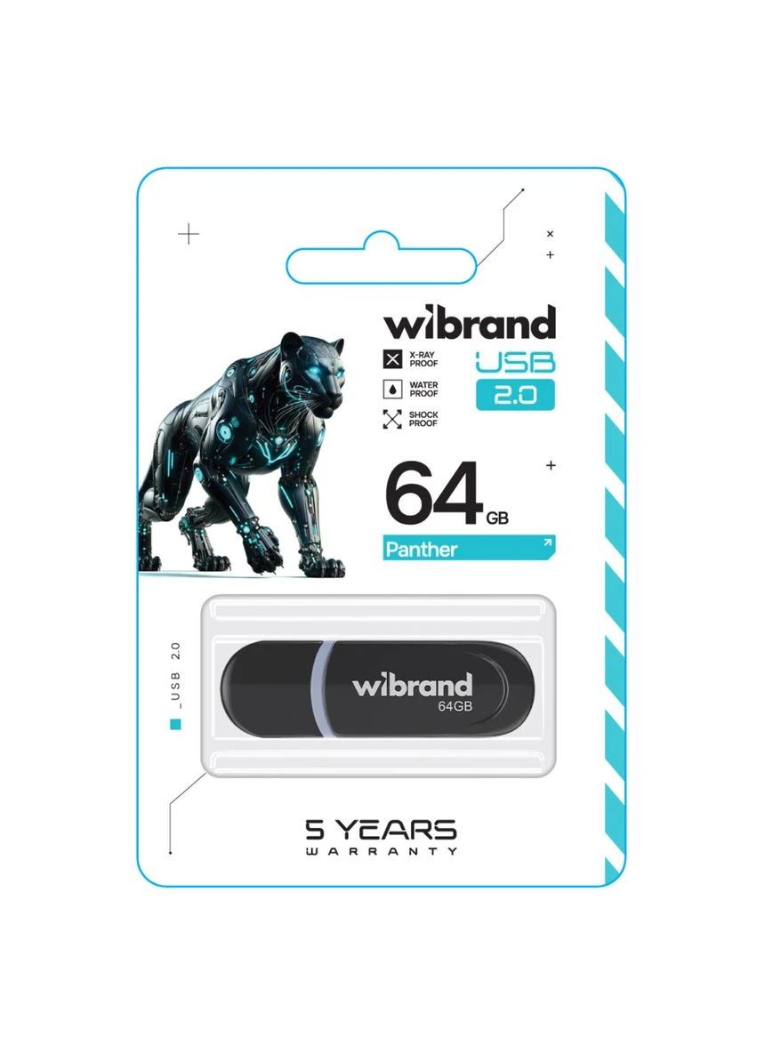 Флеш-накопичувач USB 2.0 64Gb Black (WI2.0/PA64P2B) Wibrand Panther (340062732)