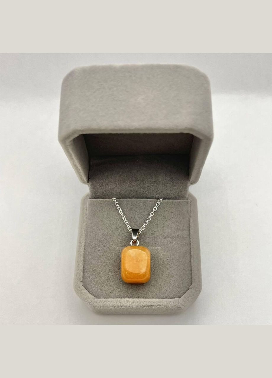 Кулон талісман з натуральним каменем Сердолік у формі "міні блок" на ланцюжку сталь у оксамитовій коробочці Овен (331291816)