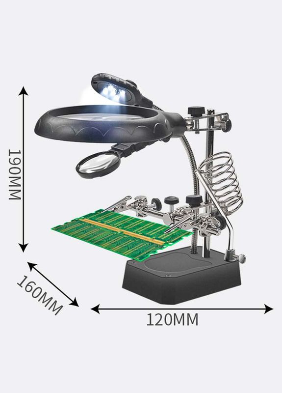 Тримач для плат TE-800 / LED підсвічування / лупа / підставка для пальника / третя рука TELIJIA (322707313)