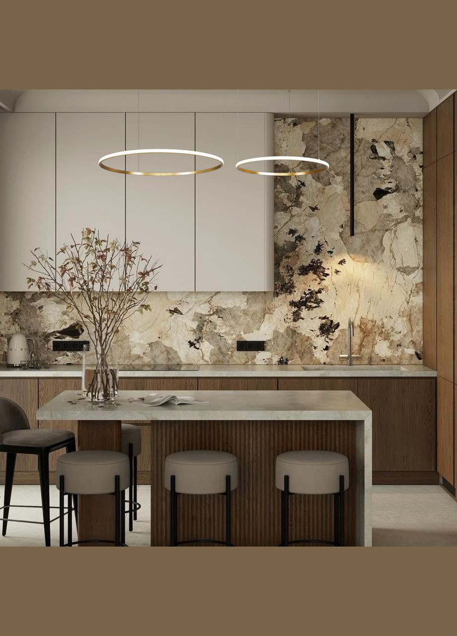 Бронзова кільцева світлодіодна подвійна люстра 60+80см «Circle» (52-9833-2B BRONZE LED (600+800)) No Brand (370071061)